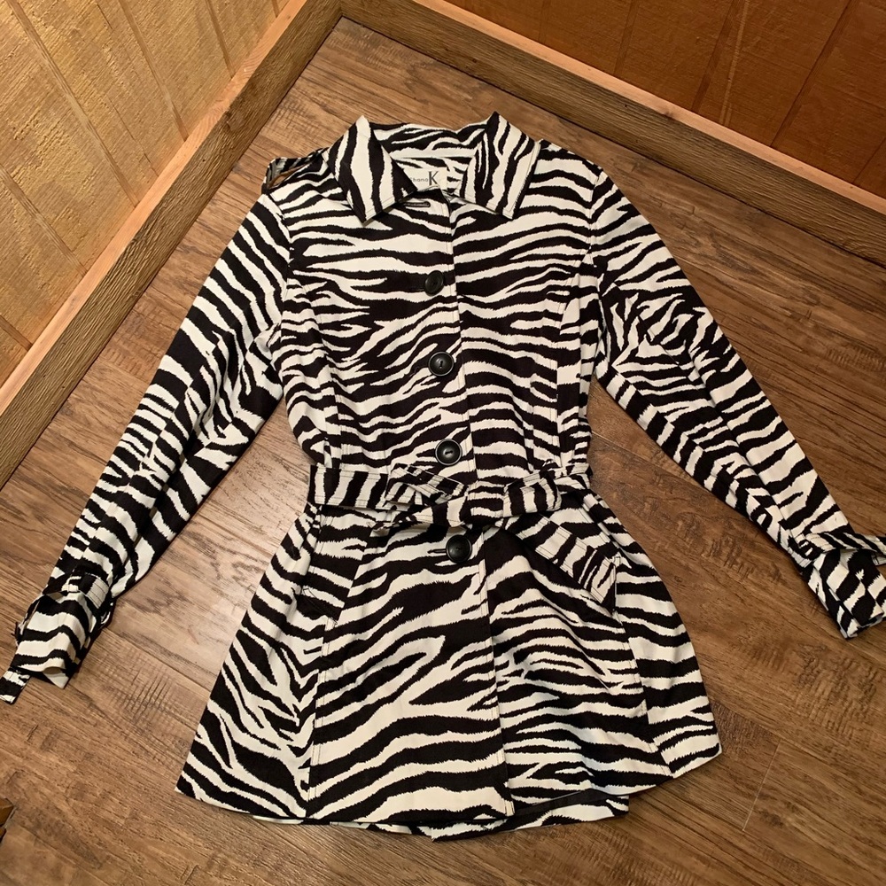ShanaK black/white zebra trench coat
